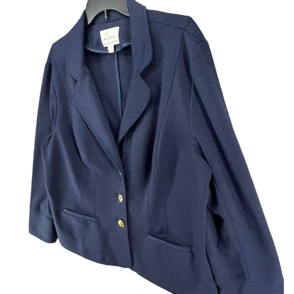 Linea Louis Dell'Olio Blazer Womens XL Blue Gold Button Jacket Career Academia - Picture 2 of 14
